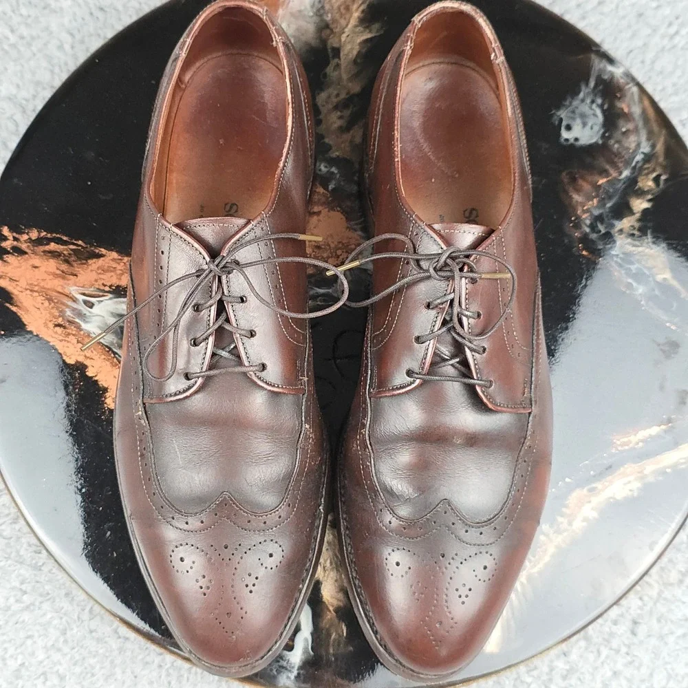 Allen Edmonds Kingswood Wingtip‎ Brown Leather Dress Shoes Mens Size 9.5 C